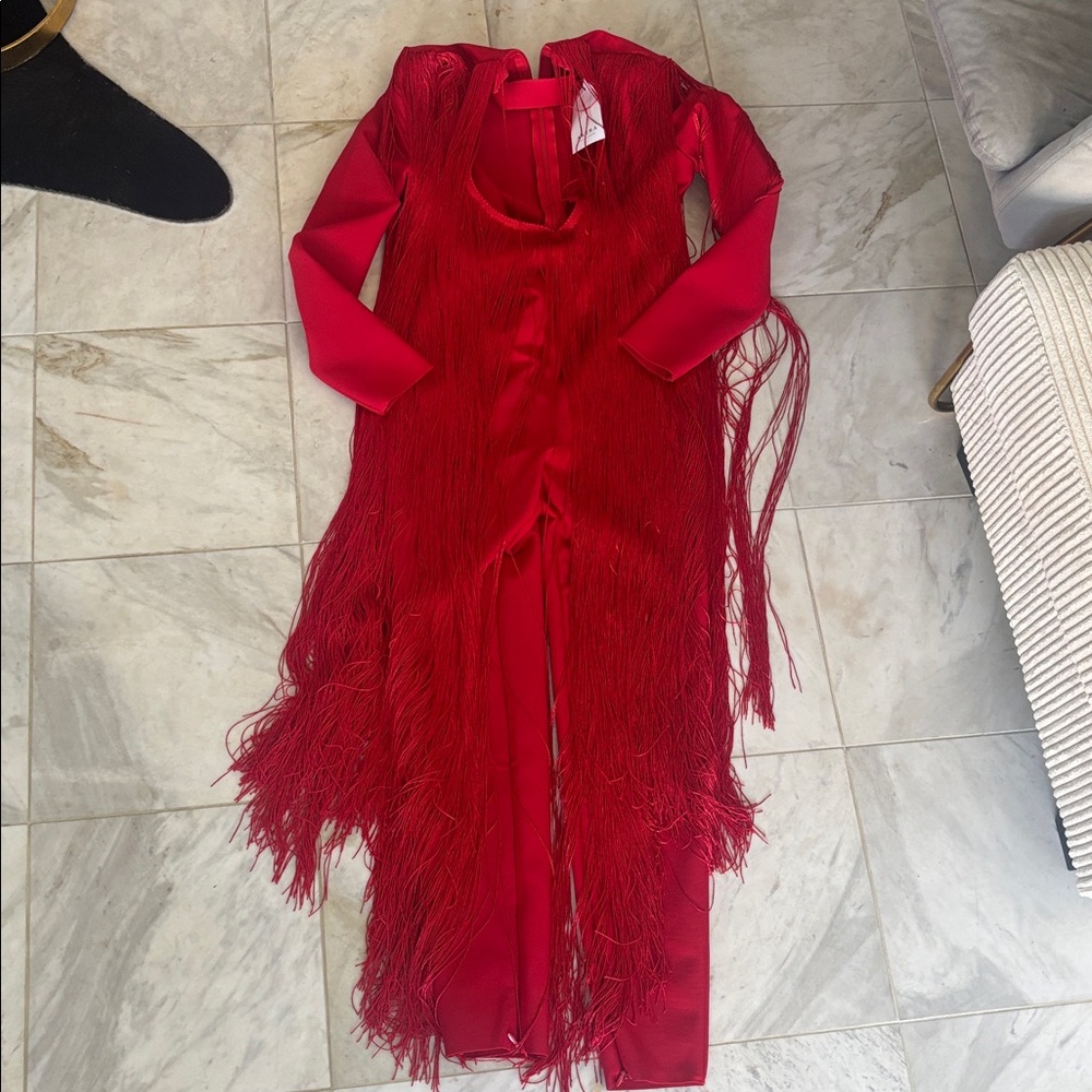 Elegant Red Fringe jumpsuit cowboy style Final price! 
Original $120! - Picture 4 of 4